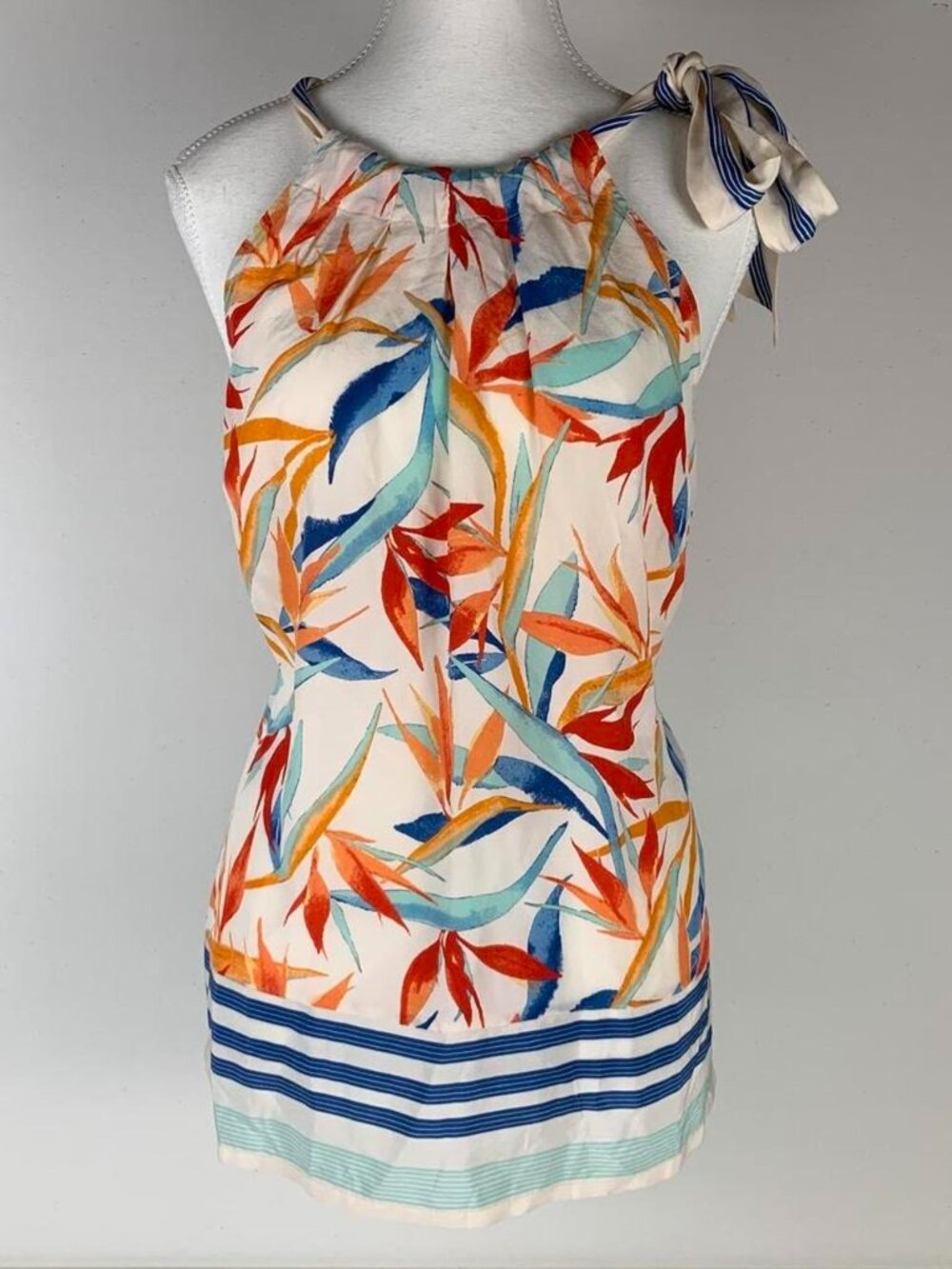 Tommy Bahama Silk Tropical Leaf Print Halter Top - Size M, Summer Ready!